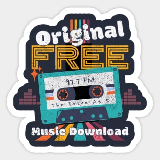 "Original Free Music Download" 80s Cassette Tape Tee Sticker